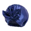 Chapeaux de bain en Satin de couleur unie, avec nœud imperméable, pour femmes et filles, Double couche, élastiques, Bonnet, soins capillaires, accessoires de mode
