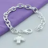 925 Sterling Silver Bracelet Cross Pendant Bracelet For Women & Men Charm Jewelry Gifts