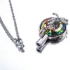 Chains Dragonfly Pendant With Hollow Round Colorful Crystal Ash Jewelry Urn Memorial Necklace For Cremation Ashes Keepsake LocketChains