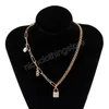 Chaînes asymétriques avec serrure/lettre pendentifs collier pour femmes Punk court collier ras du cou 2022 bijoux de mode pour collier de cou
