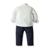 Top and Top Otoño Invierno Pequeños Niños Pequeños Caballero Conjunto de la camisa blanca Boque Camiseta Inglaterra Daily School Clothing Casual J220711