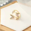 Zarte und schöne süße Luxus-Schmuckringe aus 925er-Sterlingsilber, Roségoldfüllung, verstellbarer Ehering mit Schmetterlingsöffnung