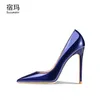 Famous brand Spring/Autumn Luxury Pumps Women High Genuine Leather Pointed Toed Thin Heel Party Office Sexy Dress Shoes 10cm Designer Classic luxury