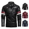 Men Autumn Winter Brand Motor Biker Fleece Leather Jackets Coat Men Vintage Style Borduurwerk Pu Faux Leather Jacket Men 201127