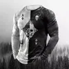 Poker A Print T-Shirt Long Sleeve Winter O-Neck Soft Top Men'S Fashion Skull Us Vintage Cotton Comfortable Clothes T-Shirt 220530