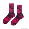 2022 Nya strumpor alfabetet strumpor Big Hook Par Fashion Cotton Socks Tie-Dye Skateboard Running Basketball Men 6b