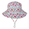 Atacado crianças baldes chapéus algodão crianças chapéu de sol 20 cores sólida floral floral sunhat criança calda de pesca garotas meninas garotas de verão de verão estilo pescador com corda de vento
