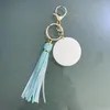 Monogram Personalized blank PU leather tassel wood key chain tassle keychain for women high quality tassles bags