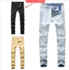 Helsvarta Skinny Jeans CLEARANCE REA Herr Destroyed Straight Slim Fit Biker Byxor Ripped Denim Washed Hiphop INS byxor