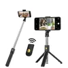 3 Arada 1 Kablosuz Bluetooth uyumlu katlanabilir Monopod Deklanşör Uzaktan Uzatılabilir Mini Tripod Selfie Stick Telefon için