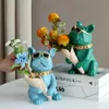 Franse bulldog standbeeld voor coole decoratie thuiskamer koppels geschenken bloem vaas kunst sculpture hond 220617