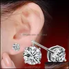 Stud Earrings Jewelry Fashion Bling Four Claws Cz Crystal 925 Sterling Sier For Girls Women Zircon 6Mm Drop Delivery 2021 Kspxk