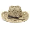 Natural Straw Western Cowboy Hat For Men HandWork Weave Cowgirl Sun Hat Panama Beach Jazz Caps sombreros vaqueros para mujer