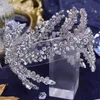 Spettacolo da sposa Fascia per capelli Corona di strass Tiara Copricapo di cristallo Accessori per capelli Fascia per capelli coreana Festa Prom Copricapo Ornamento Argento