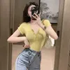 2022 Fashion Women's Casual T Roomts Женская одежда уличная дизайнер узко сексуальная футболка с коротким рукавом V-образной