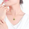 Colar de trevo verde clássico jade gemstone pingente colar