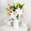 Flores decorativas coronas de seda artificial Bouquet de lirio falso de 41 cm de largo creatividad de bricolaje como regalo para amigos Enseñe la sala de estar fresca deco