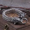 Bracelet à breloques loup Viking pour hommes, chaîne en maille en acier inoxydable, or, Punk, bijoux de motard, ne se décolore jamais, 220713266B