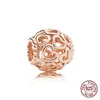 925 Sterling Silver Rose Gold Love Heart Zircon Series Pendant Diy Fine Beads Fit Original Pandora Charm Armband Smycken