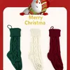 Calzini natalizi lavorati a maglia da 46 cm Ornamento per l'albero di Natale Borsa per caramelle regalo per bambini in tinta unita P0719