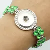 Urok Bracelets Moda OPAL Crystalgreen Crystal Snap Bransoletka 19 cm Fit 18 mm Button Biżuter