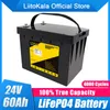 Batteria LiitoKala lifepo4 24V 60Ah 50Ah con 100A BMS per moto sistema solare ebike scooter elettrici per sedie a rotelle elettriche