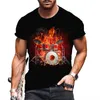 Men's T-Shirts Cotton T-Shirt Men Clothes Summer 2022 European American Fashion O-Neck Short-Sleeve Digital 3D Printed Guitar Tops