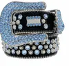 2022 Diseñador Bb Belt Simon Cinturones para hombres Mujeres Cinturón de diamante brillante Negro sobre negro Azul blanco multicolor con pedrería bling como regalo