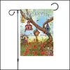 Banner Flags Festive Party Supplies Home Garden Ll 47X32Cm Animal Flag Easter Rabbit Egg Double-Sided Print Diy Yard Dhgd8