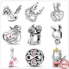 925 Silver Fit Pandora Charm 925 Bracelet Fashion Prince Princess Girl Sister Sharms Set Pendant DIY Fine Beads Jewelry