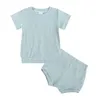 2022 Estate Abbigliamento per bambini Set due pezzi Manica corta Tinta unita Top + Abbigliamento casual corto Set taglia 6M-4T Per ragazza e ragazzo