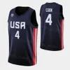 Tryckt US 2023 FIBA ​​VM Basketball 13 John Jenkins Jersey 10 William Davis 4 Quinn Cook 5 Xavier Munford 15 Justin Jackson 9 Langston Galloway Navy Blue White