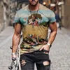 Мужчины женские унисекс милый забавный 3D Painting Print Tshirts Summer Round Neck с коротким рукавом мужчина негабаритная футболка Top 6xl 220607