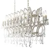 Pendant Lamps American Retro Old Silver Crystal Restaurant Meeting Room Western Rectangular Chandelier