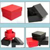 Titta på lådor Fall tillbehör Klockor Fashion Black Red Paper Square fodral med kuddsmycken Display Box Storage Ship Drop Delive3441682