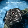 Smael zegarki dla mężczyzn 50m Wodoodporne alarm zegarowy ELOJ HOMBRE 1545D Dual wyświetlacz Kwarza zegarek zegarek sportowy 220525