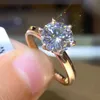 Ringar solid vit/gul/rosguld färg ring patiens 2.0ct lab diamant bröllop band anillos de oro 18 k mujer gåva för kvinnor