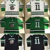 MThr # 11 Zach Parise Dakota Maglia da hockey da uomo 100% ricamo cucito Fighting Sioux DAKOTA Maglie da hockey universitari Nero Bianco Verde