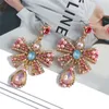 Boucles d'oreilles en cristal de luxe Boucles d'oreilles Fashion Iced Out Bijoux Dangles Bling Strass Perle Lady Big Statement Street Party Wedding Bow