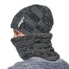 Шляпы зимней шапки с шарфом набор теплой вязаной кепкой для шеи теплее с толстым флисом, и для мужчин, женщин 220513