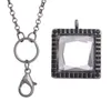 Pendant Necklaces 5pcs/lot Alloy Square Rhinestone Memory Convex Glass Living Floating Locket For Charms Chain JewelryPendant