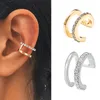 Simple rétro femmes Clip sur boucles d'oreilles sans trou d'oreille vis arrière romantique Double couche en forme de U double couche bijoux cadeaux 1 pc