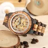 Wristwatches Automatic Wood Clock Men39s Watch Luxury Wooden Bangle Watchband Arabic Numbers Display Self Winding Mechanical Me8483421