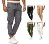 Calças de carga dos homens streetwear cor sólida joggers calças esportivas dos homens outono primavera casual moletom roupas