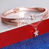 Link Kette Luxus Rose Gold Edelstahl Armbänder Armreifen Weibliche Herz Für Immer Liebe Charm Armband Für Frau Paar Geschenk bijoux Femme Fa