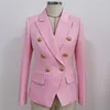 HIGH QUALITY 2020 New Fashion Designer Blazer Women s Slim Fitting Metal Lion Buttons Double Breasted Blazer Jacket Pink LJ200911