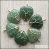 Charms naturais verdes aventurina árvore da vida arame de ouro embrulhado pingentes de coração para jóias de colar Marcando mjfashion dh8ej