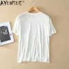 T-shirts homme AKOOSUN T-shirt homme blanc vêtements d'été véritable soie basique hauts mode surdimensionné t-shirt haute qualité Ropa Hombre 7075