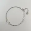 Bracelet coeur en argent creux femme mode simple chaîne de couture double couche créative