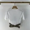 디자이너 22new 여성용 F 레터 스티칭 반팔 티 봄, 여름 통기성 라운드 넥 패션 얇은 탑 티셔츠
